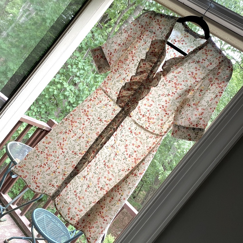 Zara Floral Mini Dress - Cream and Red